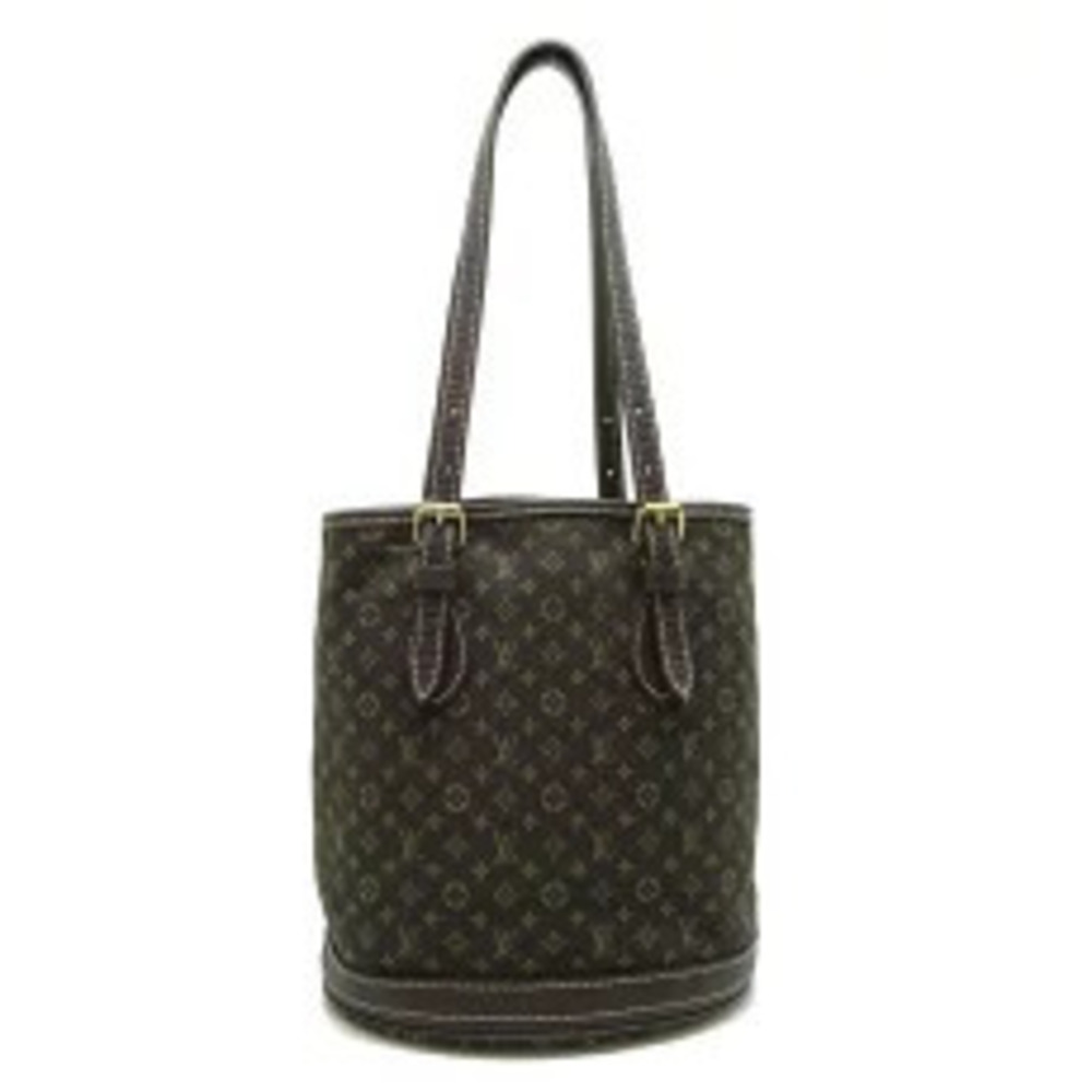 Louis Vuitton Bucket Pouch Clutch Shoulder Bag Monogram Lin Brown